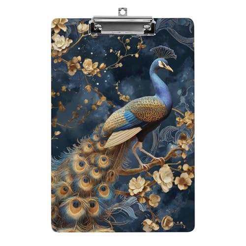 Acryl Klemmbretter Pfauenvogel Blumen Blatt Office File Folders Platte Klemmbrett Für Das Schreiben Malerei von MQSSYOA