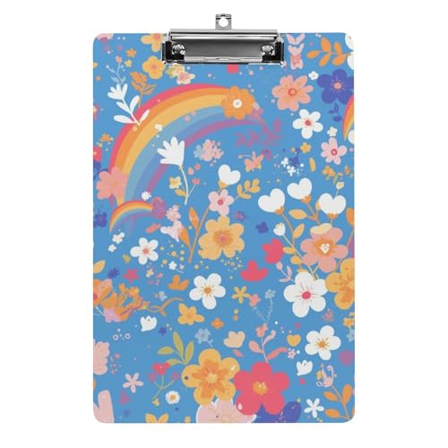 Acryl Klemmbretter Regenbogen Blumen Floral Office File Folders Platte Klemmbrett Für Das Schreiben Malerei von MQSSYOA