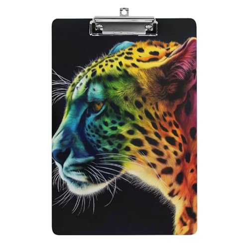 Acryl Klemmbretter Regenbogen Leopard Gepard Tier Office File Folders Platte Klemmbrett Für Das Schreiben Malerei von MQSSYOA