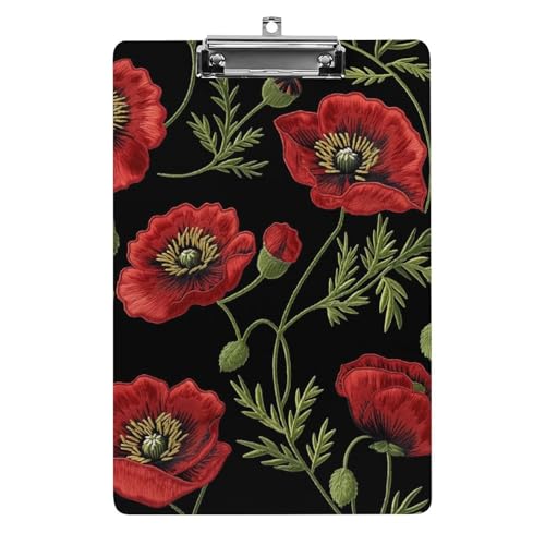 Acryl Klemmbretter Rote Mohnblumen Blumenmuster Office File Folders Platte Klemmbrett Für Das Schreiben Malerei von MQSSYOA