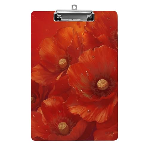 Acryl Klemmbretter Rote Mohnblumen Mohnblumen Office File Folders Platte Klemmbrett Für Das Schreiben Malerei von MQSSYOA