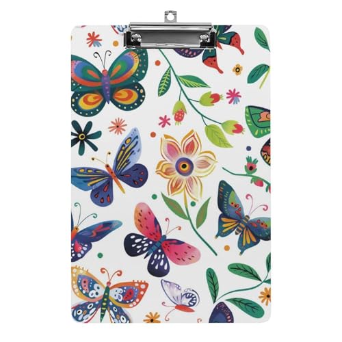 Acryl Klemmbretter Schmetterlinge Und Blumen Muster Office File Folders Platte Klemmbrett Für Das Schreiben Malerei von MQSSYOA