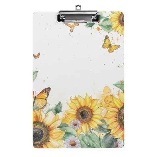 Acryl Klemmbretter Sonnenblumen Blumen Schmetterling Office File Folders Platte Klemmbrett Für Das Schreiben Malerei von MQSSYOA