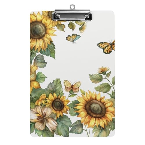 Acryl Klemmbretter Sonnenblumen Blumen Schmetterling Office File Folders Platte Klemmbrett Für Das Schreiben Malerei von MQSSYOA