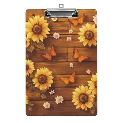 Acryl Klemmbretter Sonnenblumen Mit Schmetterlingen Office File Folders Platte Klemmbrett Für Das Schreiben Malerei von MQSSYOA