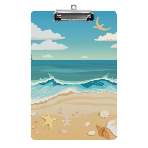 Acryl Klemmbretter Strand Seestern Muscheln Meer Landschaft Office File Folders Platte Klemmbrett Für Das Schreiben Malerei von MQSSYOA