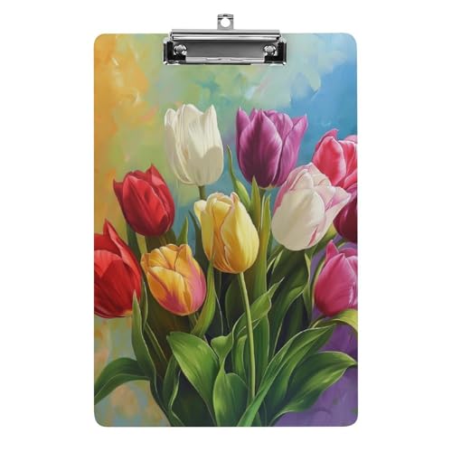 Acryl Klemmbretter Tulpen Blossom Blumen Office File Folders Platte Klemmbrett Für Das Schreiben Malerei von MQSSYOA