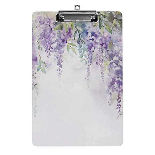 Acryl Klemmbretter Violette Glyzinienblüten Aquarell Office File Folders Platte Klemmbrett Für Das Schreiben Malerei von MQSSYOA