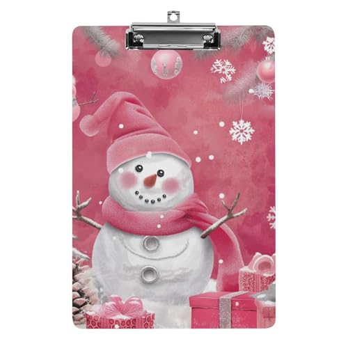 Acryl Klemmbretter Weihnachten Niedlicher Schneemann Rosa Office File Folders Platte Klemmbrett Für Das Schreiben Malerei von MQSSYOA