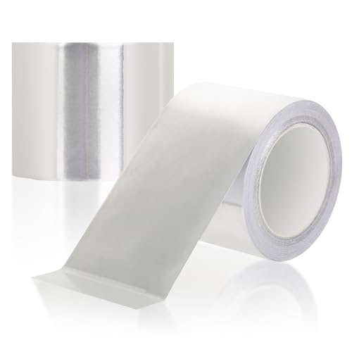 2 Rollen Aluminium-Klebeband, selbstklebendes Alu-Klebeband-Aluband 48 mm x 10 m, Wasserdichtes - und hitzebeständiges Band zum Versiegeln, Reparieren und Isolieren, rohrisolierung außenbereich von MR.TIMELAG