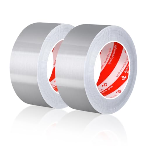 2 Rollen Aluminium-Klebeband, selbstklebendes Alu-Klebeband-Aluband 48 mm x 50 m, Wasserdichtes - und hitzebeständiges Band zum Versiegeln, Reparieren und Isolieren, rohrisolierung außenbereich von MR.TIMELAG