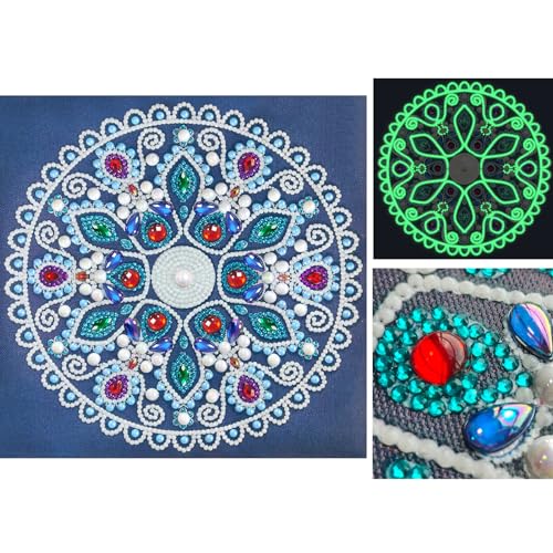 MRHMX ART Diamond Painting DIY 5D Special Shape Rhinestone, Mandala Flower Glow in The Dark, Partial Diamond Crystal Diamond Painting Mandala for Office Home Decor von MRHMX ART