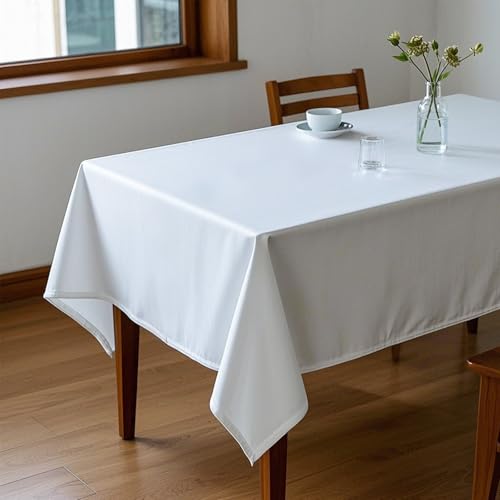 MRJ Polyester-Tischdecken für rechteckige Tische, 178 x 308 cm, Weiß, wasserdichte Leinentischdecke für Café, Camping, Einweihungsfeier von MRJ