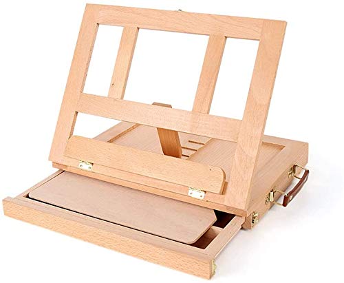 MRKU Tischstaffeleien, Malständer aus Holz, Handstaffelei für den Schreibtisch, tragbare Bilderbox, Künstlerstaffelei für Kinder, verstellbare Bastel-Workstation von MRKU