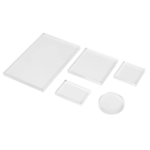 MRNHA 5 StüCk Klarer Stempel Acrylblock Set für Transparente Acryl Stempel Pad DIY Scrapbooking Klare Acryl Display Riser StäNder von MRNHA