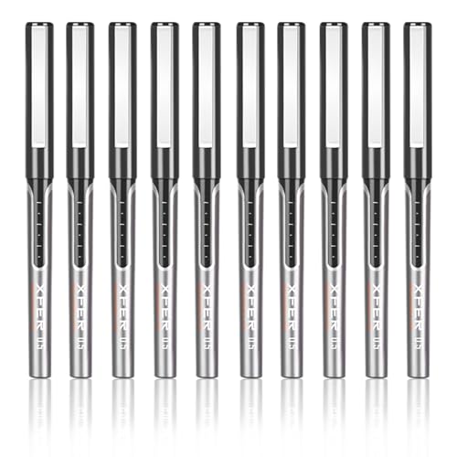 10 Stück Tintenroller 0,5 mm Flüssiggel-Tintenstift-Set, schnell trocknende Stifte, Kugelschreiber für Schule, Büro, Studenten, Schreiben (schwarz) von MROOFUL