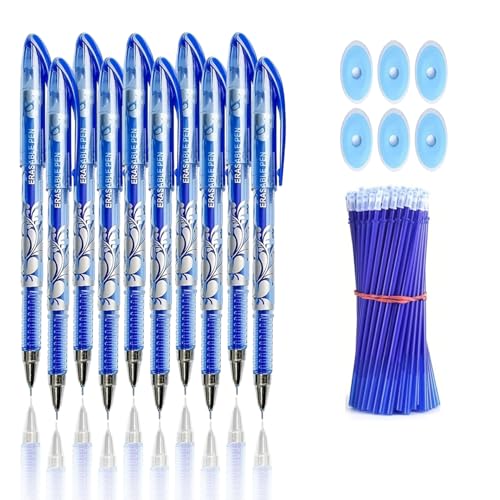 Gelschreiber-Set, magisch, radierbar, mit Radiergummi, für Büro, Studium, Schreibwaren (10 Stifte + 100 Nachfüllungen + 6 Radiergummi), Blau, 116-teiliges Set von MROOFUL