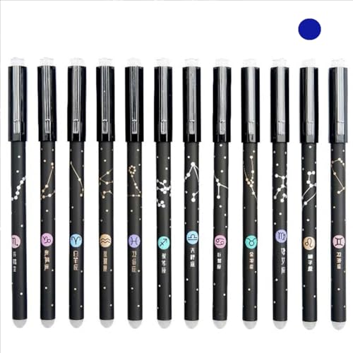 Gelstifte-Set, löschbar, 0,5 mm, feine blaue schwarze Tinte, Tintenroller, Schule, Büro, Schreibwaren, Kugelschreiber, Schreibwaren, 12 Stück von MROOFUL