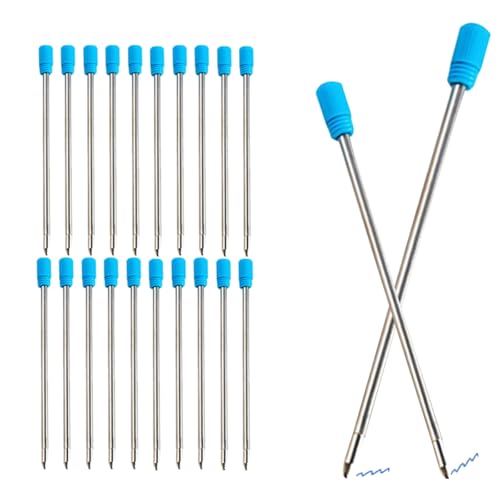 MROOFUL 20 Stück/Set, 0,5 mm Metall-Kugelschreiber, 70 mm lang, blaue schwarze Tinte, Gel-Backfill-Kugelschreiber, Finanzen, Büro, Geschäft (20 blau) von MROOFUL