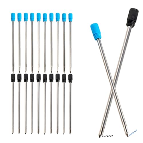 MROOFUL 20 Stück/Set, 0,5 mm Metall-Kugelschreiber, 70 mm lang, blaue schwarze Tinte, Gelschreiber, Finanzen, Büro, Business (10 blau + 10 schwarz) von MROOFUL