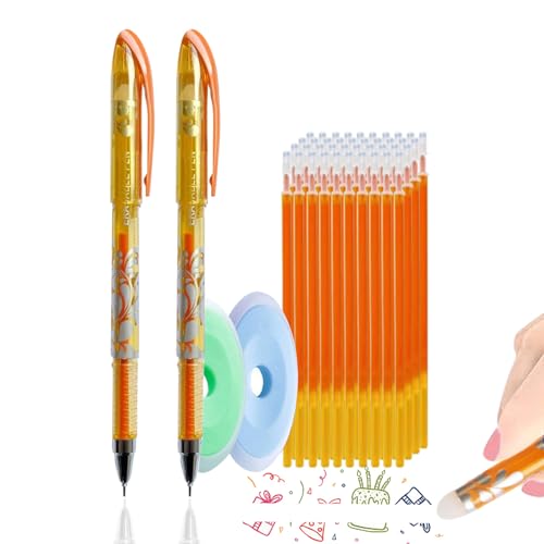 MROOFUL 60 Stück/Set, 0,5 mm, radierbare Stifte, Radierstift mit Radiergummi für Kinder, Erwachsene, Schule, Büro, Schreibwarenbedarf (Orange) von MROOFUL