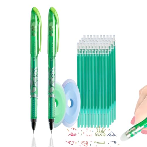 MROOFUL 60 Stück/Set, 0,5 mm, radierbare Stifte, Radierstift mit Radiergummi für Kinder, Erwachsene, Schule, Büro, Schreibwarenbedarf (grün) von MROOFUL