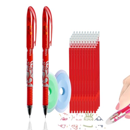 MROOFUL 60 Stück/Set, 0,5 mm, radierbare Stifte, Radierstift mit Radiergummi für Kinder, Erwachsene, Schule, Büro, Schreibwarenbedarf (rot) von MROOFUL