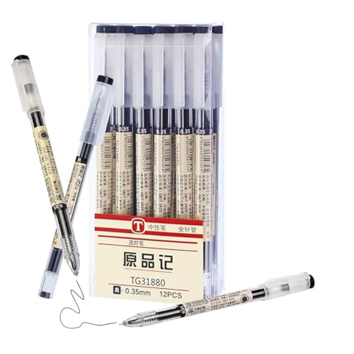MROOFUL Gelschreiber, 0,35 mm feine Spitze, schnell trocknende Tinte, schwarzer Kugelschreiber für Handschreiben, Notizen, Schule, Büro und Zuhause, 12 Stück MROOFUL Gelschreiber, 0,35 mm feine Spitze, schnell trocknende Tinte, schwarzer Kugelschreiber für Handschreiben, Notizen, Schule, Büro und Zuhause, 12 Stück von MROOFUL