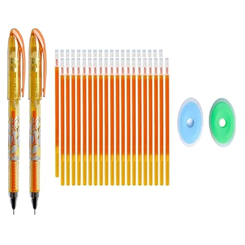 MROOFUL Gelschreiber-Set, 0,5 mm, radierbar, 6 Farben, Schreibgelschreiber, Kern mit waschbarem Griff für Radiergummi, geeignet für Bürobedarf und täglichen Schreibbedarf (orangefarbenes Set) von MROOFUL