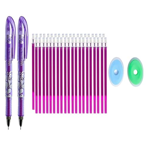 MROOFUL Gelschreiber-Set, 0,5 mm, radierbar, 6 Farben, Schreibgelschreiber, Kern mit waschbarem Griff für Radiergummi, geeignet für Bürobedarf und täglichen Schreibbedarf (violettes Set) von MROOFUL