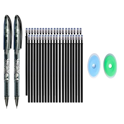 MROOFUL Gelschreiber-Set, 0,5 mm, radierbar, 6 Farben, Schreibgelschreiber, waschbarer Griff für Radiergummi, geeignet für Bürobedarf und täglichen Schreibbedarf (schwarzes Set) von MROOFUL