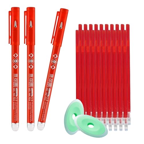 MROOFUL Kugelschreiber-Set, radierbar, 0,5 mm, neutraler Stift, Schule, Büro, Schreibwaren, Rot, 25 Stück von MROOFUL