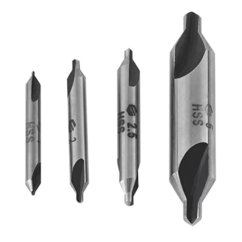 4pcs 1/2/2,5/5mm 60 Grad HSS -Mittelbohrbits Eingestellt, Schnellschneide, Präzise Positionierung, Metallbohrwerkzeug für Stahl, Kupfer, Aluminium von MRSTORY