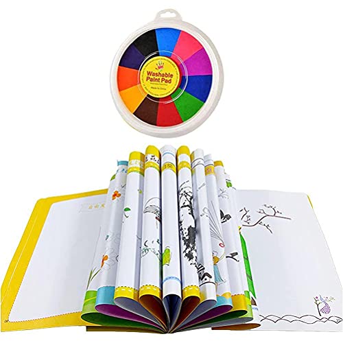 MRSTORY Funny Finger Paint Kit, Waschbares Fingermalerei, Machen Karten oder Basteln 12 Farben, Fingerfarbe für, Spaß mit Malbuchbuch (12 Farben) von MRSTORY