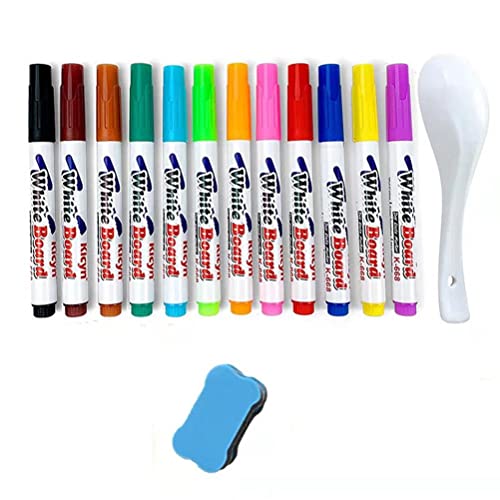 Magische Wassermalerei Pen Whiteboard Marker Schüler Zeichnung Stift für (12 Farben + Löffel + Board Eraser) von MRSTORY