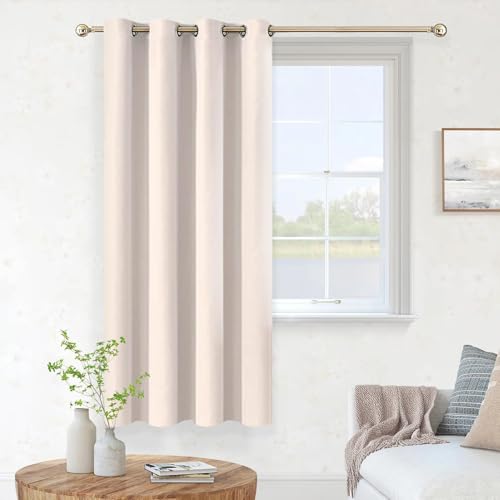 MRTREES Verdunkelungsvorhänge für Schlafzimmer, kurze Vorhänge mit Ösen für Wohnzimmer und Küchenfenster, 1 Bahn, Beige, 132 x 160 cm von MRTREES