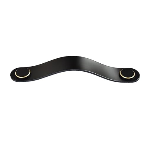 Lederhalter, Möbelgriffe aus Leder, Kleiderschrank, Schubladentürgriff, for Schrank, Gold, Messing, Schuhschrankknöpfe, Küchenbeschläge, Lederschubladengriffe(Black Black,128mm) von MRVAKDYDI