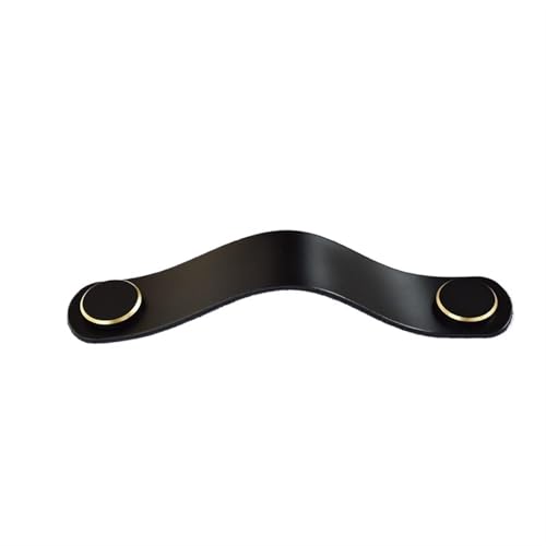 Lederhalter, Möbelgriffe aus Leder, Kleiderschrank, Schubladentürgriff, for Schrank, Gold, Messing, Schuhschrankknöpfe, Küchenbeschläge, Lederschubladengriffe(Black Black,96mm) von MRVAKDYDI