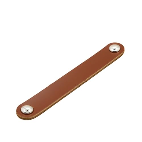 Lederhalter, Schubladenschranktür Möbelgriff Leder Schwarze Griffe Kleiderschrank Küchenknöpfe Hardware Türgriffe Leder Schubladengriffe(Brown chrome,128mm) von MRVAKDYDI