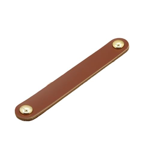 Lederhalter, Schubladenschranktür Möbelgriff Leder Schwarze Griffe Kleiderschrank Küchenknöpfe Hardware Türgriffe Leder Schubladengriffe(Brown gold,128mm) von MRVAKDYDI