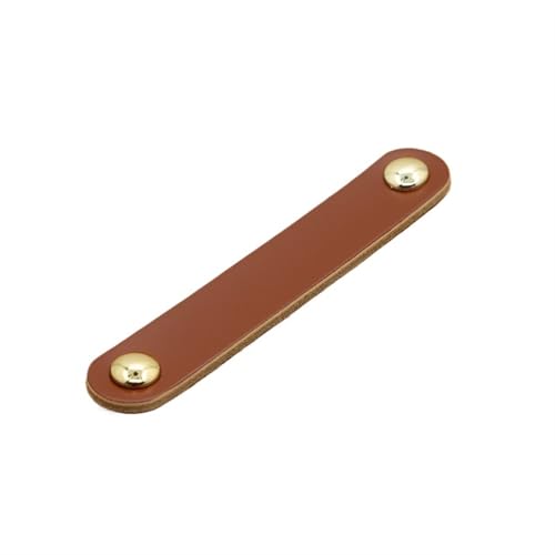 Lederhalter, Schubladenschranktür Möbelgriff Leder Schwarze Griffe Kleiderschrank Küchenknöpfe Hardware Türgriffe Leder Schubladengriffe(Brown gold,96mm) von MRVAKDYDI