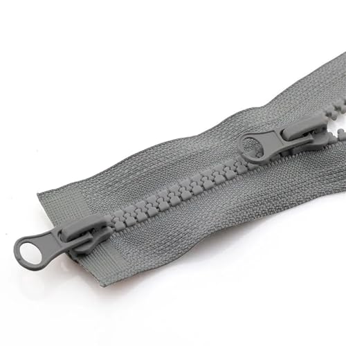 MRVAKDYDI Metallische Nylon-Spiralreißverschlüsse 3 Pcs Doppel Offenen Kopf Zipper Jacke Doppel Zipper Kleidung Zipper Zubehör Handgemachte DIY 296(Gray,80CM-5#) von MRVAKDYDI