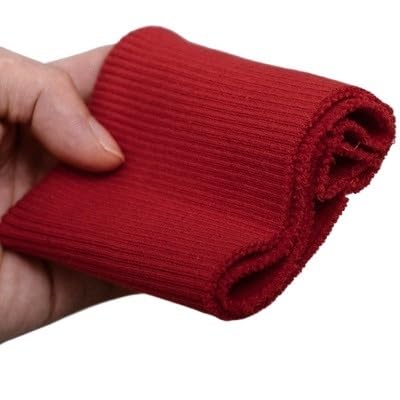 MRVAKDYDI Stretch-Rippstrick ， Dehnbarer Baumwolljersey-Bündchenstoff for Sweatshirtunterteile, 8x8cm, 1 Paar(Watermelon Red) von MRVAKDYDI