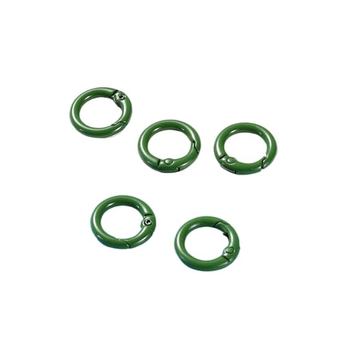 MRVAKDYDI elliptische Feder O-Ring, 5Pcs Metall O Ring Frühling Verschluss Zu Öffnende Runde Karabiner Schlüsselbund Clips Haken Hund Kette DIY Schmuck Schnalle Stecker(Dark Green,20mm x 5pcs) von MRVAKDYDI