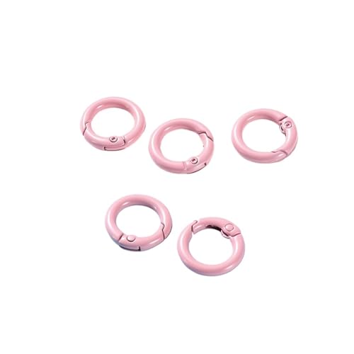 MRVAKDYDI elliptische Feder O-Ring, 5Pcs Metall O Ring Frühling Verschluss Zu Öffnende Runde Karabiner Schlüsselbund Clips Haken Hund Kette DIY Schmuck Schnalle Stecker(Light Pink01,20mm x 5pcs) von MRVAKDYDI