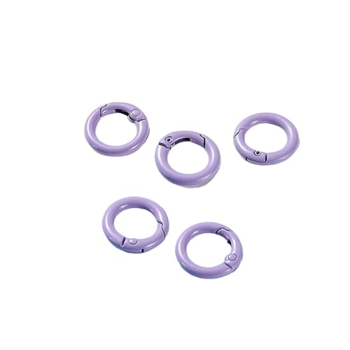 MRVAKDYDI elliptische Feder O-Ring, 5Pcs Metall O Ring Frühling Verschluss Zu Öffnende Runde Karabiner Schlüsselbund Clips Haken Hund Kette DIY Schmuck Schnalle Stecker(Light Purple,20mm x 5pcs) von MRVAKDYDI