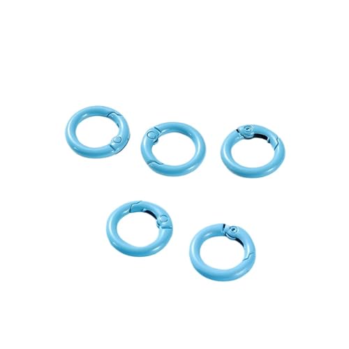 MRVAKDYDI elliptische Feder O-Ring, 5Pcs Metall O Ring Frühling Verschluss Zu Öffnende Runde Karabiner Schlüsselbund Clips Haken Hund Kette DIY Schmuck Schnalle Stecker(Sky Blue,20mm x 5pcs) von MRVAKDYDI