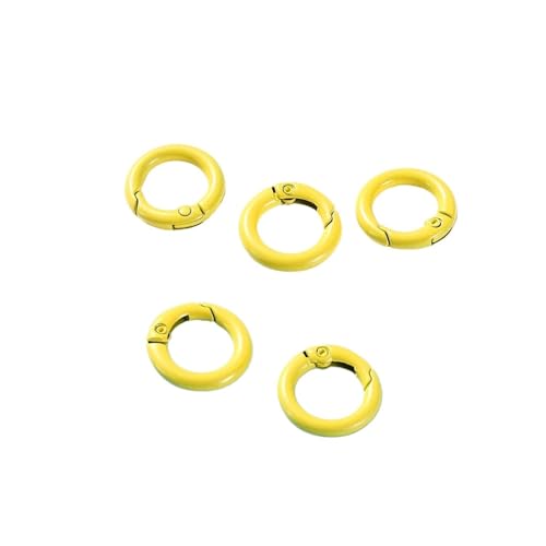 MRVAKDYDI elliptische Feder O-Ring, 5Pcs Metall O Ring Frühling Verschluss Zu Öffnende Runde Karabiner Schlüsselbund Clips Haken Hund Kette DIY Schmuck Schnalle Stecker(Yellow 02,20mm x 5pcs) von MRVAKDYDI