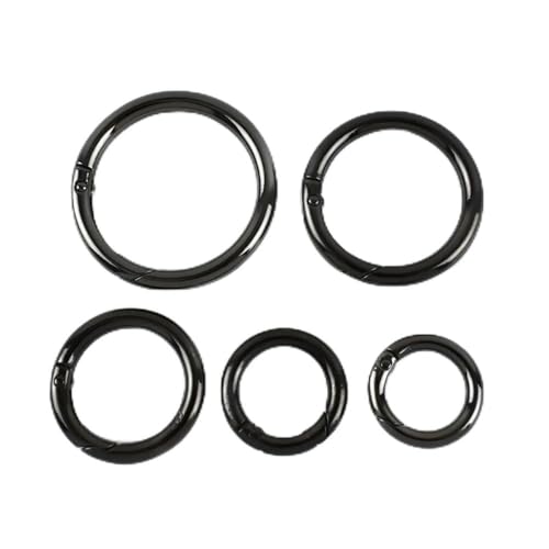 elliptische Feder O-Ring, 20 Stück Metall-Feder-O-Ring-Schnallen for Tasche, Handtasche, Gürtelband, Schnalle, Schlüsselanhänger, Schnappverschluss, Haken, DIY-Leder-Accessoires(Gunblack,10mm) von MRVAKDYDI