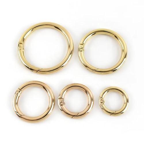 elliptische Feder O-Ring, 20 Stück Metall-Feder-O-Ring-Schnallen for Tasche, Handtasche, Gürtelband, Schnalle, Schlüsselanhänger, Schnappverschluss, Haken, DIY-Leder-Accessoires(Lightgold,10mm) von MRVAKDYDI